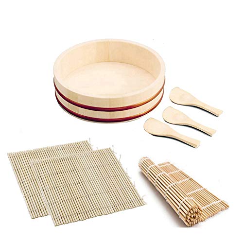 JapanBargain, Sushi Making Kit with Wooden Hangiri Rice Mixing Tub