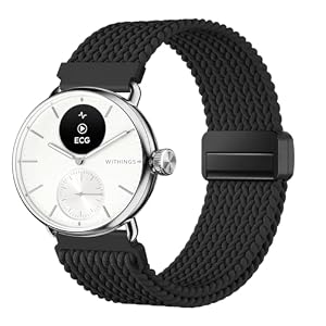 SUGARJAR Geflochtenes Uhrenarmband Kompatibel mit Withings ScanWatch 2 38mm, 18mm Elastisches Magnetic Closure Nylon Sport für Withings ScanWatch Light/Nova Brilliant Ersatzarmband Damen