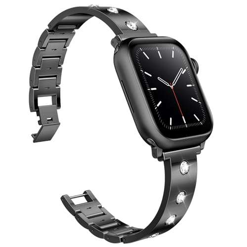 Bracelet métal diamant Mosonio pour Apple Watch 46mm 45mm 44mm