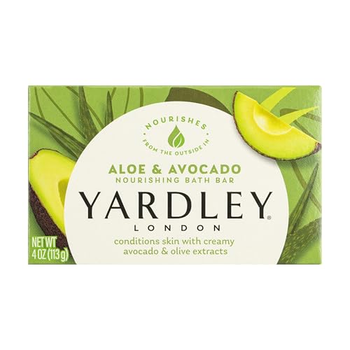 Yardley London Nourishing Bath Soap Bar Aloe & Avocado, Conditions Skin with Creamy Avocado & Olive Extracts, 4.0 oz Bath Bar, 1 Soap Bar Yardley London Nourishing Bath Soap Bar Aloe & Avocado, Conditions Skin with Creamy Avocado & Olive Extracts, 4.0 oz Bath Bar, 1 Soap Bar
