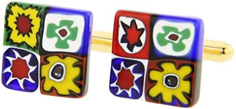 GlassOfVenice Murano Glass Millefiori Square Cufflinks - Classic Multicolor