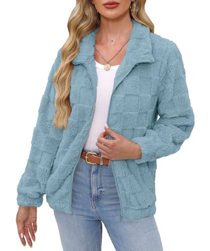 Women's fleece zip up jacket with patch pockets