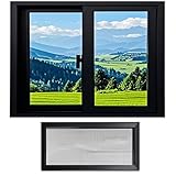 Flush Mounting Sliding Window,Black,30 29 28 27 26 25 24 23 22 21 20 Inch,50x22in / 127x56cm,for Little Basement Shed Chicken Coop Window with Screen