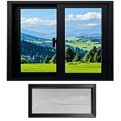 Flush Mounting Sliding Window,Black,30 29 28 27 26 25 24 23 22 21 20 Inch,50x22in / 127x56cm,for Little Basement Shed Chicken Coop Window with Screen