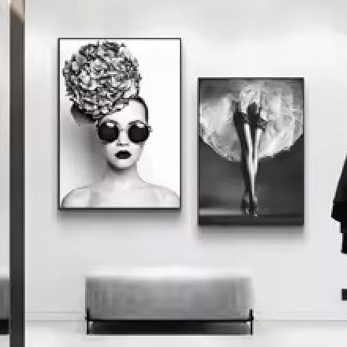 Peinture sur toile femme sexy et voiture de luxe décoration salon moderne sans cadre