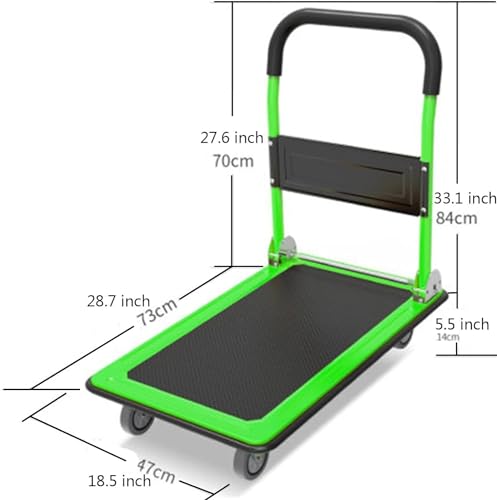 Carro de plataforma de acero resistente con ruedas y mango plegable 2