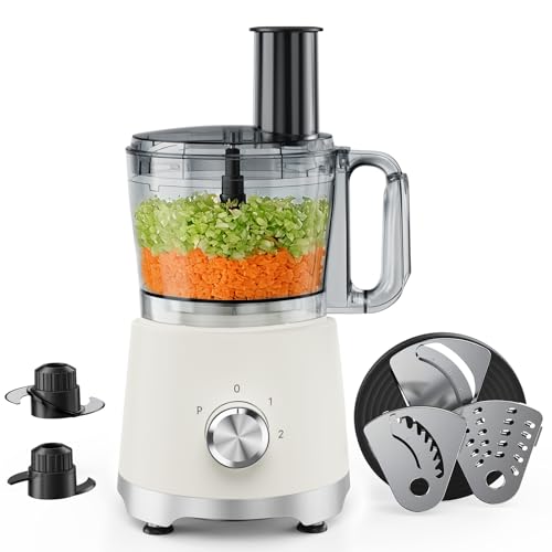 NEWBULIG 10.5 Cups Food Processor, Versatile Food processors with 5 Blades, 600W Powerful Meat...