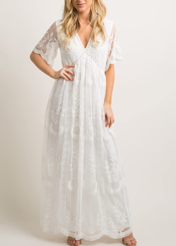 Robe Enceinte Maternité Longue Robe de Soirée Mariage Grossesse Femme Élégant col en V Robe Grossesse de Photographie Longue pour Photo Soirée Mariage