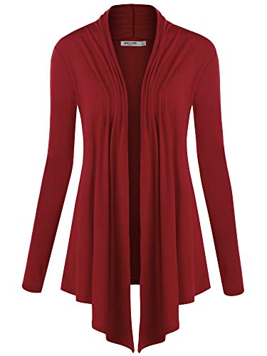 Image of Lock and Love Women's Draped Front Open Asymmetrical Cardigan - Casual Long Sleeve Lightweight Duster