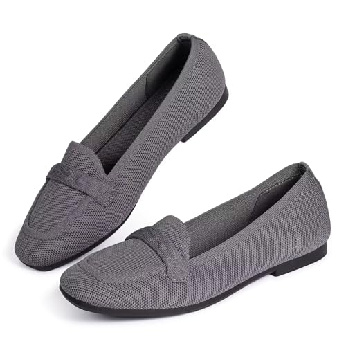 Image of Frank Mully Women's Loafer Flats Square Toe Comfortable Office Work Shoes, Cute Penny Loafer Slip On Walking Driving Shoes