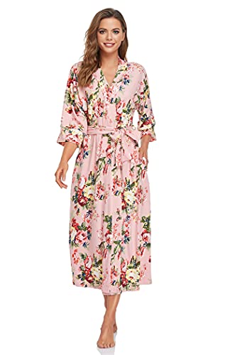 Women's Robes Long Robes Lightweight Modal Floral Long Kimono Robes Full Length Bathrobes Dressing Gown #TOP1