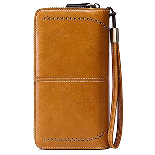 Wallets for Women PU Leather Credit Card Holder with RFID Blocking Large Capacity Wristlet Purse, Yellow, One Size2