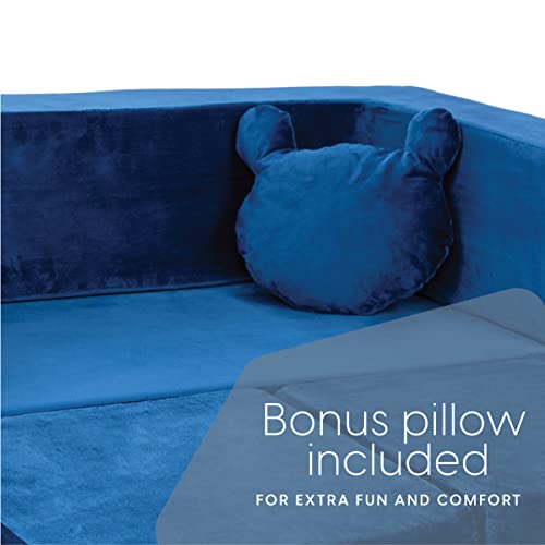 Milliard Kids Couch - Modular Kids Sofa For Toddler And Baby Playroom/Bedroom Furniture (Navy Blue) With Bonus Pillow #TOP6