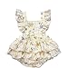 Lehoso Newborn Baby Girl Clothes Summer Sleeveless Ruffle Hem Cross Back One Piece Baby Girl Romper Infant Clothes (Beige, 3-6 Months)