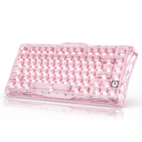 Image of GravaStar Mercury K1 Lite 75% Wireless Mechanical Gaming Keyboard RGB | Gasket Mount, Hot Swappable Linear Switches, Creamy Sound Keyboard, 2.4GHz /USB-C /Bluetooth 5.0, for Win /Mac【Crystal Rose】