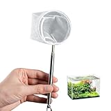 HUANGING Red de pesca retráctil para mantenimiento de peceras, agarre ergonómico y diseño de redes finas, segura para acuarios pequeños