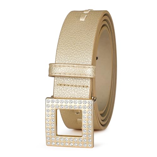 Leather Belt for Women Fashion Belt Casual Women Belts With Rhinestone Buckle Faux Leather Waist Belt2