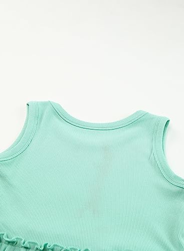 Blibean Girls Summer Dress Tween Kids Solid Sun Sundress Knit Outfits Casual Fashion Dressy Flowy Clothes Sleeveless Clothing Size 8-9 Years Old Light Mint Green #TOP5