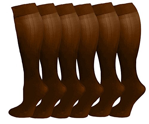 Image of Differenttouch 6 Pairs Women's Opaque Spandex Trouser Knee High Socks Queen Size 10-13