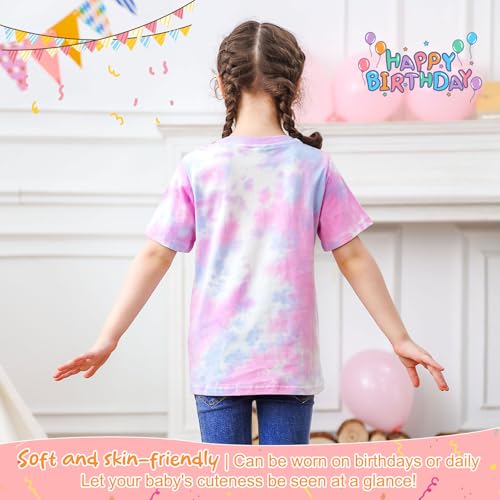 Image of Lovekider Girls Birthday T Shirts Cotton Short Sleeve T-Shirts Tee Party Clothing 3-6 Years