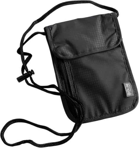 oywbe Pochette Tour de Cou Voyage pour Smartphone, Cartes de Crédit, Argent,Porte-Passeport et Smartphone avec Bandoulière Réglable,Sac de Cou pour Documents avec Protection RFID