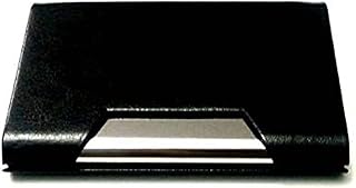 حافظة كروت مغلفة بالجلد جيب واحد ممغنطة، اسود، معدن، للبنات