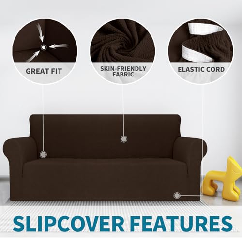 YSTELLAA Stretch Sofa Überzug 2 Sitzer, Sofaschoner rutschfest Mit Armlehne, Dicke Sofabezug Für Hunde Katzen Und Haustiere… – Ansicht 5