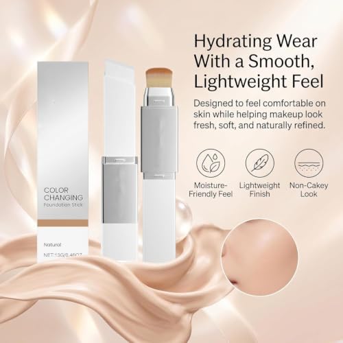 Official Facelove Cover Cream Stick-V Color Changing Foundation Stick - Hydrating Concealer Base Makeup, Dual-Ended with Built-in Brush, Portable for Daily Use — view 5