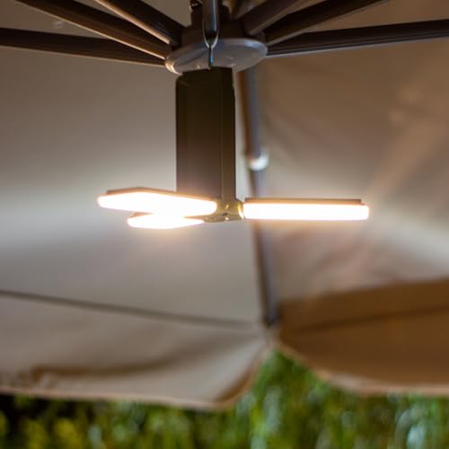 Groupe DDC Lampe Parasol Solaire LED 500lm – Éclairage Extérieur Rechargeable USB & Solaire – 3 Températures de Couleur – Résiste à l’Eau –...