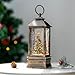 Christmas Snow Globe Lantern Water Glittering Christmas Tree with Music, USB Lined/Battery Operated Lighted Lantern for Christmas Festival Decoration Gifts