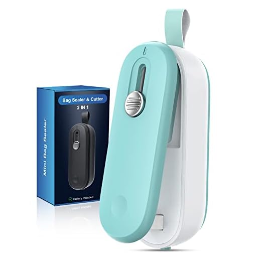 Mini Bag Sealer, Portable Heat Vacuum Sealer, 2 in 1 Heat Sealer and Cutter with Lanyard, Handheld Bag Resealer Machine for Plastic Bags Food Snack Storage (Batteries Included)