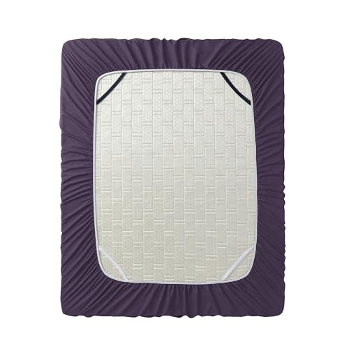 Image of Hearth & Harbor Extra Deep Pocket Queen Fitted Sheet - Fits 18 to 24 Inch Mattress - Ultra Soft 1800 Microfiber, Wrinkle-Free & Breathable - Hotel Luxury Fitted Sheet Only, Purple