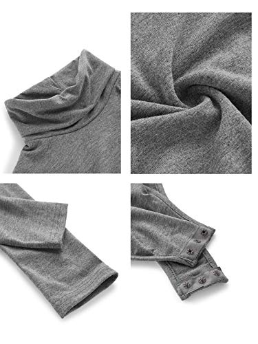 Verdusa Women's High Neck Long Sleeve Skinny Basic Bodysuit Leotard Grey L