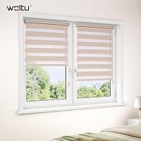 WOLTU Doppelrollo Klemmfix ohne Bohren 45x150 cm, Holzlook Natur – Ansicht 2