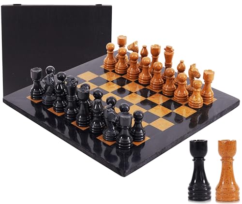 Jeu d'échecs en marbre 38 cm avec boîte pour protéger vos pièces