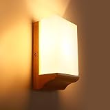 GZ Lampada da Parete Lampada da Comodino Moderna in Vetro Semplice Lampada da Comodino in Legno Lampada da Comodino