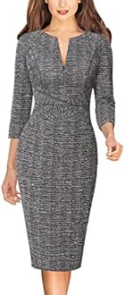 VFSHOW Womens Slim Zipper Up Work Business Office Party Bodycon Pencil Sheath Dress
