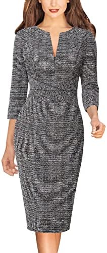 VFSHOW Womens Slim Zipper Up Work Business Office Party Bodycon Pencil Sheath Dress
