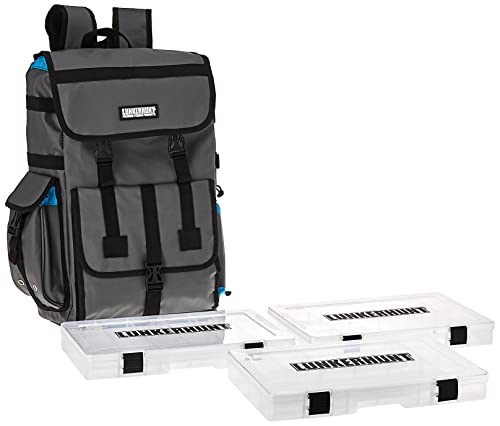 Lunkerhunt Lts Tackle Backpack - Grey - Zipperless Fishing Backpack With 2 Rod Holders And Tackle Box #TOP1