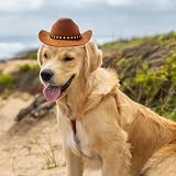 AWOCAN Dog Cowboy Hat Cat Cowboy Hat Pet Cowboy Costume Mini Cowboy Hat for Dogs Cat Holiday Halloween Pet Party Decoration (Brown, Large)