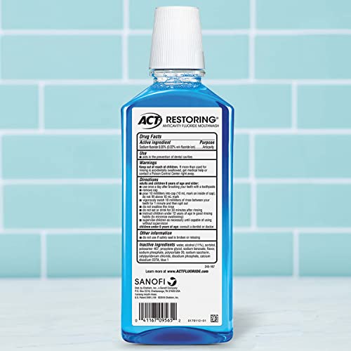 Act Restoring Fluoride Mouthwash 18 Fl. Oz. Strengthens Tooth Enamel, Cool Mint #TOP1
