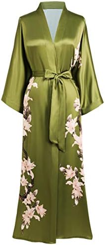 BABEYOND Kimono Robe Cover up with Box Long Floral Satin Sleepwea...