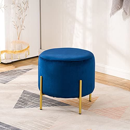 Tabouret Décoratif Rond en Velours Anti-Rayures avec Coussinets Antidérapants - 4