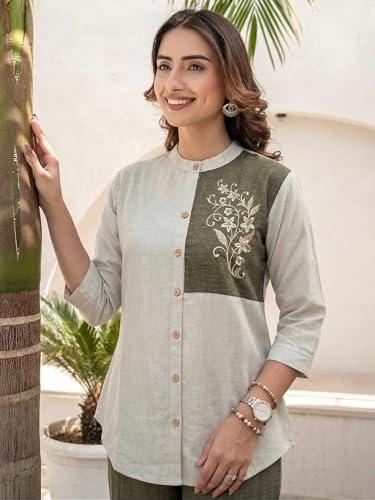 Image of TOPLOT Embroidery Cotton Kurta Set for Woman || Co ord Set for Women Stylish (5239)