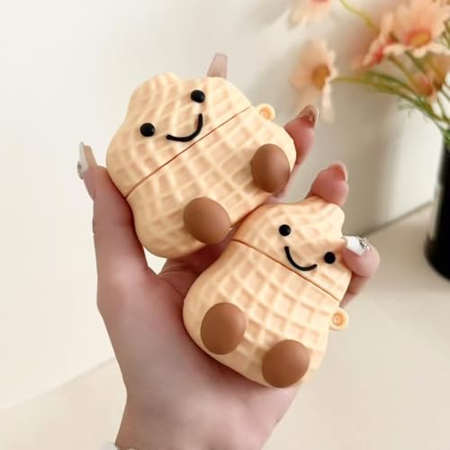 Image of Earphone Case for AirPods Pro /Pro 2, Happy Smiling Sitting Peanut Soft TPU Silicone Case, Good Mood Good Luck Peanut AirPods Pro 2 Cover Protective Skin Protector