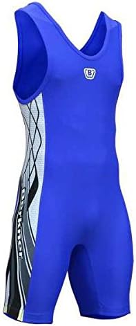 Men's Wrestling Suit DRAGON Singlet Weightliting Trikot Powerlifting Blue, 5XS