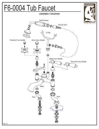 Water Creation F6-0004-03-Px Vintage Classic Adjustable Center Deck Mount Tub Faucet With Handheld Shower #TOP1