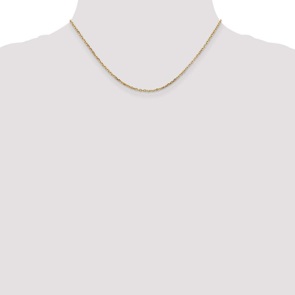Chain Necklace 14K Yellow Gold Cable Pendant Round Diamond-cut 16 in 1.8 mm