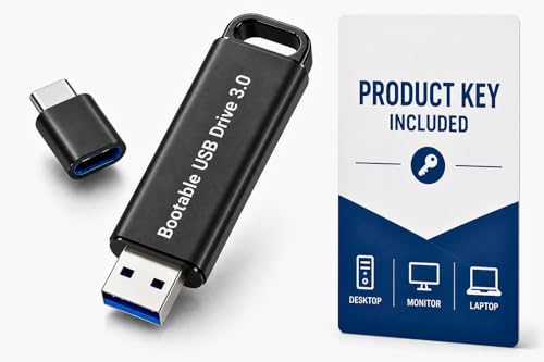 Bootable USB Type C + A Installer for Windows 11 Pro Key Code and USB Install Included. Recover Repair and Restore. Fix PC Laptop and Desktop.