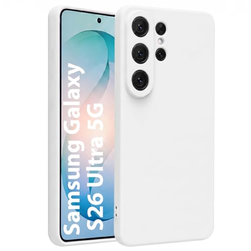 Image of LIRAMARK Liquid Silicone Soft Back Cover Case for Samsung Galaxy S26 Ultra 5G| Soft Micro-Fibre Lining Inside | Camera Protection Bump (White)